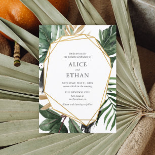 Tropical Greenery Geometric Wedding Invitation