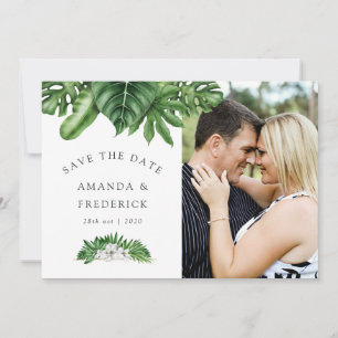 Tropical Greenery Geometric Wedding Save the Date