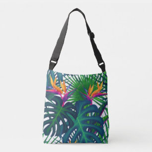 Tropical Greenery Jungle Leaves Paradise Crossbody Bag