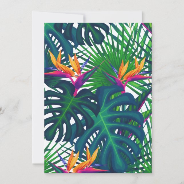 Tropical Greenery Jungle Leaves Paradise  Holiday Card (Front)