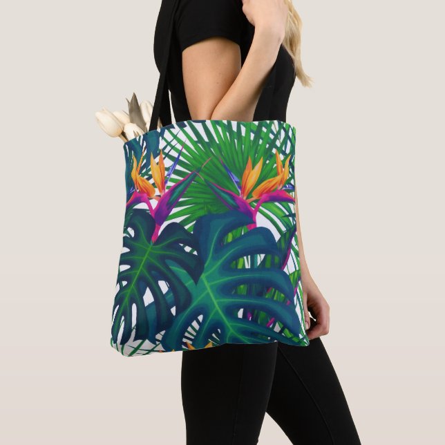Tropical Greenery Jungle Leaves Paradise  Tote Bag (Close Up)