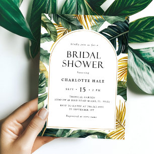 Tropical Greenery Leaves Bridal Shower Invitation