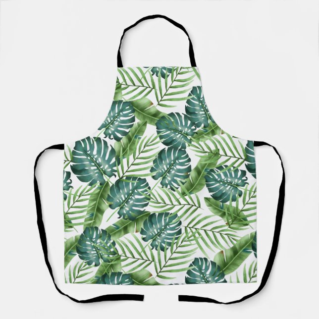 Tropical Greenery Leaves Pattern Apron (Front)