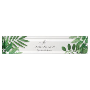 Tropical Greenery Monogram Nameplate