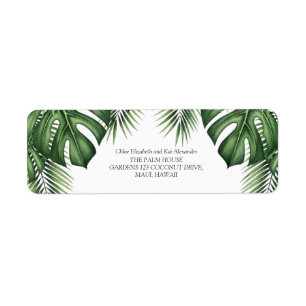 Tropical Greenery Monstera Wedding Return Address Label
