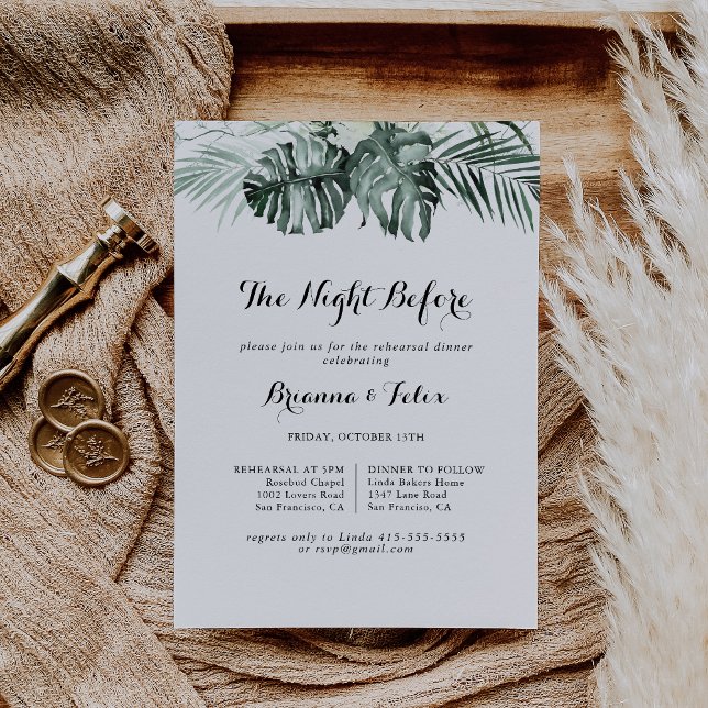 Tropical Greenery Night Before Rehearsal Dinner Invitation (Creator Uploaded)