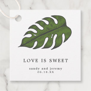 Tropical Greenery Palm Leaf Love Is Sweet Wedding Favour Tags