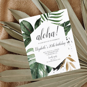 Tropical Greenery Palm Leaves Birthday