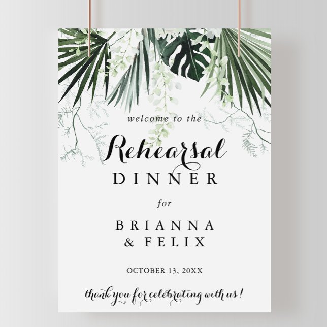 Tropical Greenery Rehearsal Dinner Welcome Sign (Creator Uploaded)