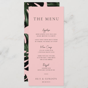 Tropical Greenery Rose Destination Wedding Menu