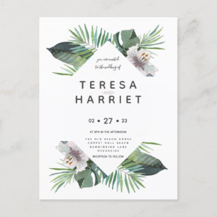 Tropical greenery rustic  invitation postcard