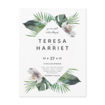 Tropical greenery rustic  invitation