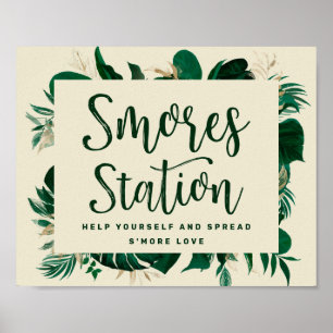 Tropical Greenery S'mores Station Wedding Sign