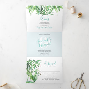 Tropical Greenery Trifold Wedding Invitation