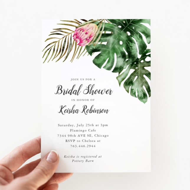 Tropical Greenery Watercolor Bridal Shower Invitation (Creator Uploaded)