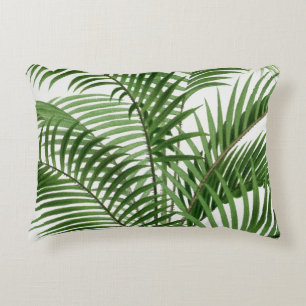 Tropical Greenery Watercolor Palm Tree Leaves Decorative Cushion