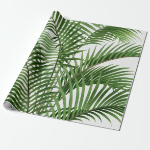 Tropical Greenery Watercolor Palm Tree Leaves   Wrapping Paper