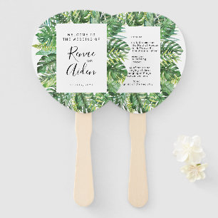 Tropical Greenery Wedding Program Fan