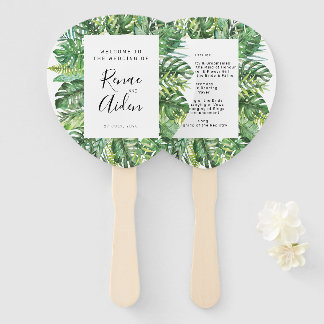 Tropical Greenery Wedding Program Fan