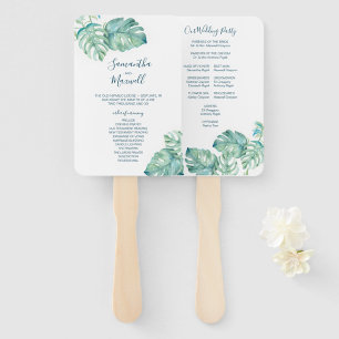 Tropical Greenery Wedding Program Fan