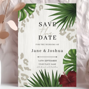 Tropical Greenery Wedding Save the Date  Invitation