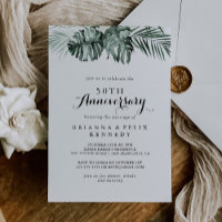 Tropical Greenery White 50th Wedding Anniversary