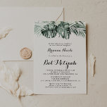 Tropical Greenery White Floral Bat Mitzvah Invitation<br><div class="desc">This tropical greenery white floral bat mitzvah invitation is perfect for a rustic bat mitzvah. The design features green palm leaves bouquets with white lovely flowers.</div>