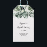 Tropical Greenery White Floral Bridal Shower Gift Tags<br><div class="desc">These tropical greenery white floral bridal shower gift tags are perfect for a rustic wedding shower. The design features green palm leaves bouquets with white lovely flowers.</div>