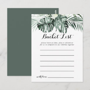 Tropical Greenery White Floral Bucket List Cards