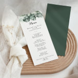 Tropical Greenery White Floral Dinner Menu<br><div class="desc">This tropical greenery white floral dinner menu card is perfect for a destination wedding. The design features green palm leaves bouquets with white lovely flowers.

This menu can be used for a wedding reception,  rehearsal dinner,  bridal shower or any event.</div>