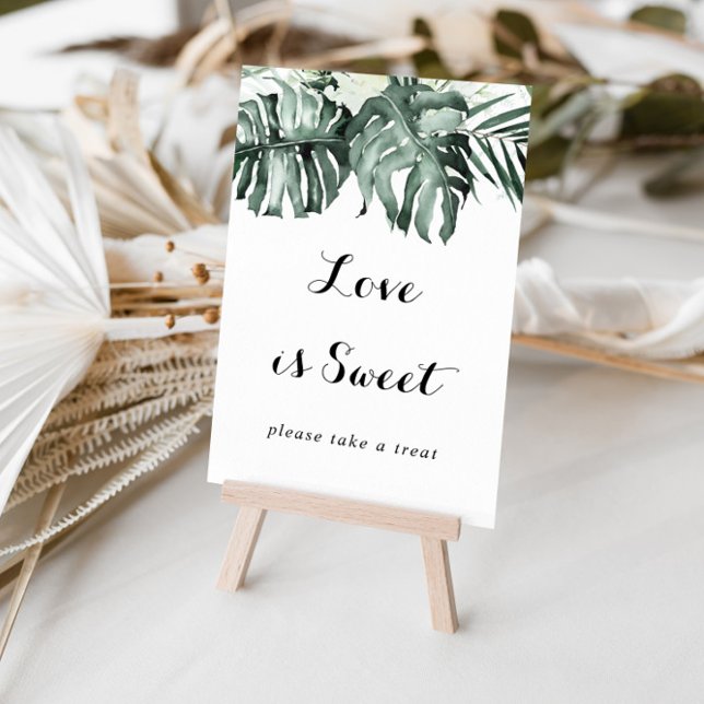 Tropical Greenery White Floral Love Is Sweet Sign (Creator Uploaded)