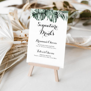 Tropical Greenery White Floral Signature Drinks  Poster