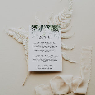 Tropical Greenery White Floral Wedding Details  Enclosure Card