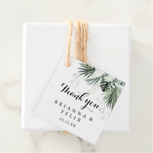 Tropical Greenery White Floral Wedding Favour Tags