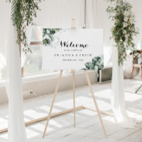 Tropical Greenery White Floral Wedding Welcome 