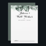 Tropical Greenery White Floral Wedding Well Wishes Advice Card<br><div class="desc">This modern calligraphy wedding well wishes advice card is perfect for a rustic wedding. The design features green palm leaves bouquets with white lovely flowers. These cards are perfect for a wedding, bridal shower, baby shower, graduation party & more. Personalise the cards with the names of the bride and groom,...</div>