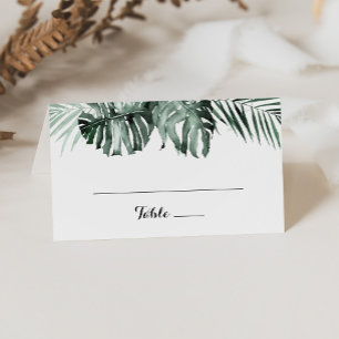 Tropical Greenery White Wedding Place Card