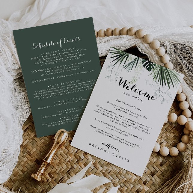 Tropical Greenery White Wedding Welcome Letter (Creator Uploaded)