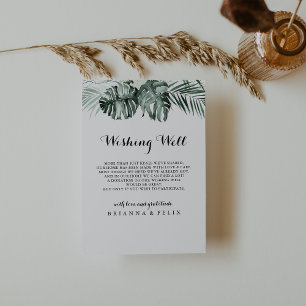 Tropical Greenery White Wedding Wishing Well  Enclosure Card