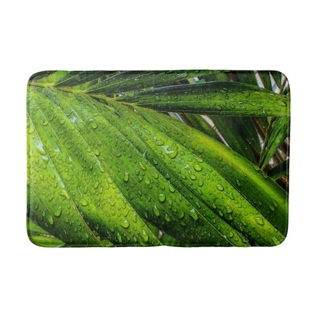Tropical Greens with Raindrops Bath Mat (Front)