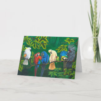 Tropical Greeting Card With Parrots In The Jungle