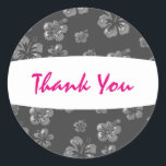 Tropical Grey Elegant Hibiscus Floral Sticker<br><div class="desc">Tropical Grey Elegant Hibiscus Floral Sticker. Customise with any text.</div>