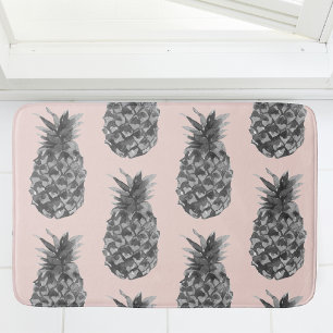 Tropical Grey & Pink Pineapple Seamless Pattern Bath Mat