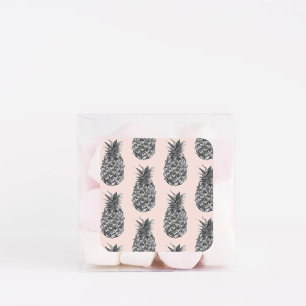Tropical Grey & Pink Pineapple Seamless Pattern Square Sticker