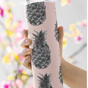 Tropical Grey & Pink Pineapple Seamless Pattern Thermal Tumbler