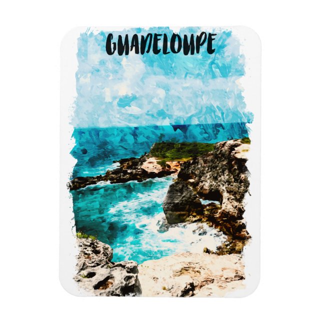 Tropical Guadeloupe Caribbean Island Watercolor Magnet (Vertical)