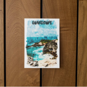 Tropical Guadeloupe Caribbean Island Watercolor Postcard