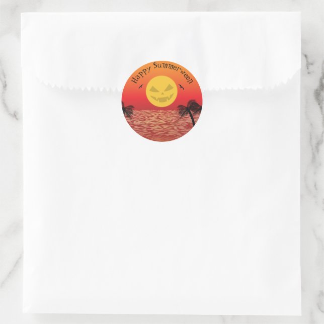 Tropical Halloween Classic Round Sticker (Bag)