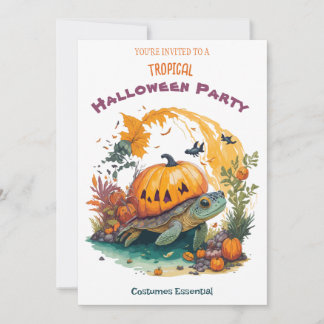 Tropical Halloween party invitation with Fun Turtl