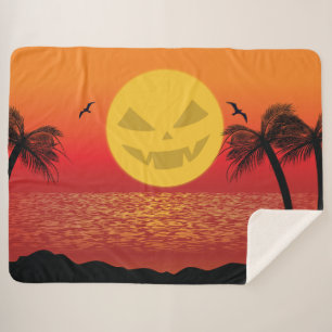 Tropical Halloween Sherpa Blanket